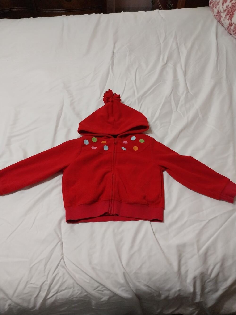 Gymboree Girl's Size 18-24 Monthe Red Zip Ip Fleece Hooded Jacket